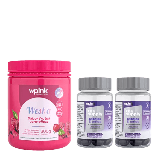 Kit Wpink Wesha chá verde e hibisco + 2 cabelos e unhas